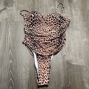 NWT Leopard Rouched Side Cheeky One Piece Swim